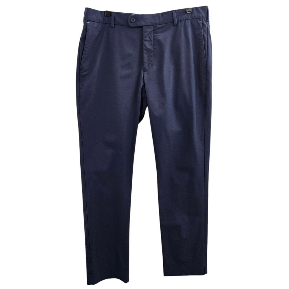 Peter Millar Crown Performance Navy Blue Dress Pants 34x30 Flat Front Trousers